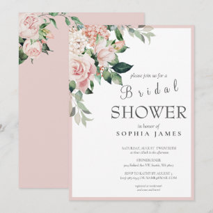 Convites Elegante Rosa Blush Peony Chá de panela