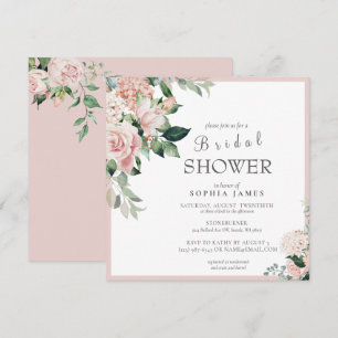 Convites Elegante Rosa Blush Peony Chá de panela Invi