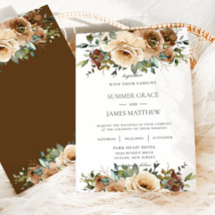 Convites Elegante Rosa Castanho Casamento Verde Floral
