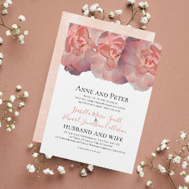 Convites Elegante Rosa Coral Floral 2º Casamento