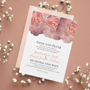 Convites Elegante Rosa Coral Floral 2º Casamento