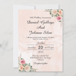 Convites Elegante Rosa Creme Floral Casamento Aniversário