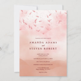 Convites Elegante Rosa de Chic deixa Abstrato Dourada