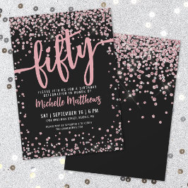 Convites Elegante Rosa Dourado 50º aniversário