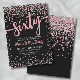 Convites Elegante Rosa Dourado 60º aniversário