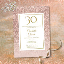 Elegante Rosa Dourado Brilho 30º Aniversário