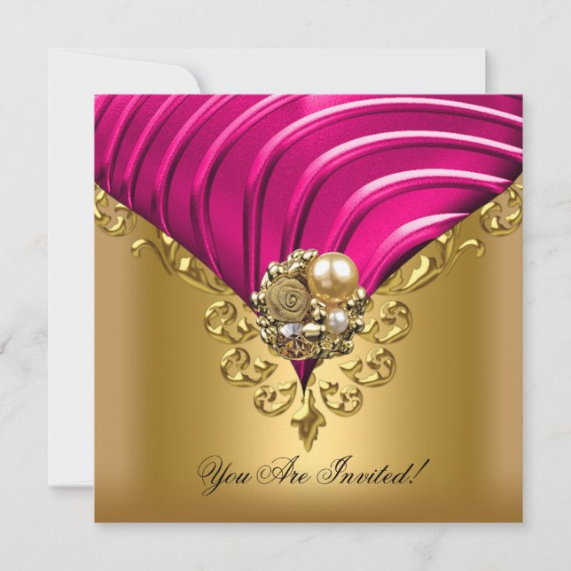 Convites Elegante Rosa Dourado para Todas as Ocasiaoes (Frente)