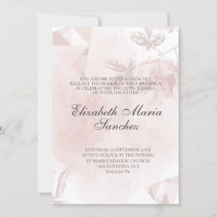 Convites Elegante Rosa Dourado Rosa Floral Quinceañera