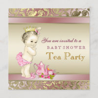 Elegante, rosa e Dourada, Chá de fraldas do Tea Pa