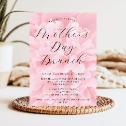 Convites Elegante Rosa Flor Chic Dia das Mães Brunch