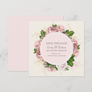 Convites Elegante Rosa Floral Creme Salve Data Casamento