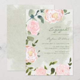 Convites Elegante Rosa Floral Engajamento