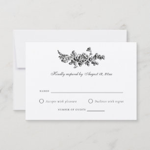 Convites Elegante Rosa Floral French RSVP