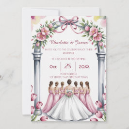 Convites Elegante Rosa Floral Moderno Casamento Pó de Rosa
