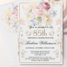 Elegante Rosa Floral Pintado para 85º Aniversário