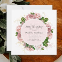 Elegante Rosa Floral Vintage Aniversário de 80 ano