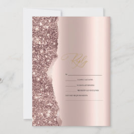 Convites Elegante Rosa Glitter Script RSVP Estiloso