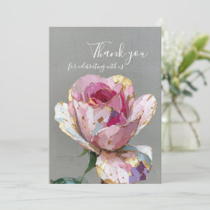Convites Elegante Rosa Impasto Floral Casamento Agradecimen