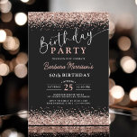 Convites Elegante Rosa negro Dourado brilhante 60º aniversá<br><div class="desc">Celebre um fabuloso aniversário de 60 anos em estilo com o Elegante Rosa Dourado Black Glitter 60º Convite de Aniversário! Este design chic apresenta brilho rosa de ouro colado com um fundo preto elegante, criando um convite luxuoso e chamativo. Perfeito para marcar este marco especial, ele define a palco para...</div>