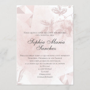 Convites Elegante rosa ouro rosa floral espanhol fraseologi