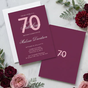 Convites Elegante Rosa Plum 70 e Fabuloso Aniversário