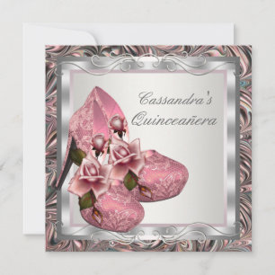 Convites Elegante Rosa Quinceanera
