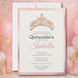 Convites Elegante Rosa Quinceanera 15º Aniversário