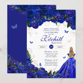 Convites Elegante Rosa Real Borboleta Quinceañera