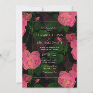 Convites Elegante Rosa Rosas Floral Design
