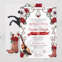 Elegante Rosa vermelha Rustic Mariachi Charra Quin
