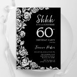 Convites Elegante Rosas Black Silver Surpresa 60º aniversár<br><div class="desc">Surpresa floral de prata preta 60º convite de aniversário. Design elegante com rosas, folha de falso prata e letra de script de tipografia. A Trendy convida o cartão perfeito para uma festa de na moda. Pode ser personalizado para qualquer idade. Impressos convites Zazzle ou modelo de impressão digital instantânea para...</div>