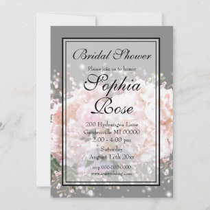 Convites Elegante rosas brancas, bebês, chá de panela respi