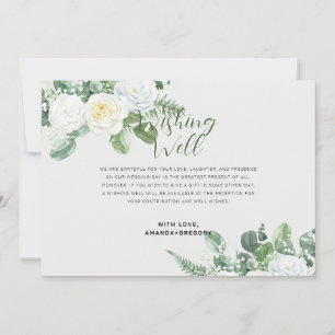 Convites Elegante Rosas Brancas e Greenerescência Desejando