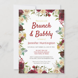 Convites Elegante Rosas de inverno Brunch e Chá de panela d