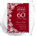 Convites Elegante Rosas Red Silver Surpresa 60º Aniversário<br><div class="desc">Surpresa floral de prata vermelha 60º convite de aniversário. Design elegante com rosas, folha de falso prata e letra de script de tipografia. A Trendy convida o cartão perfeito para uma festa de na moda. Pode ser personalizado para qualquer idade. Impressos convites Zazzle ou modelo de impressão digital instantânea para...</div>