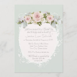 Convites Elegante Rosas Rosa Suculenta Chá Chá de panela