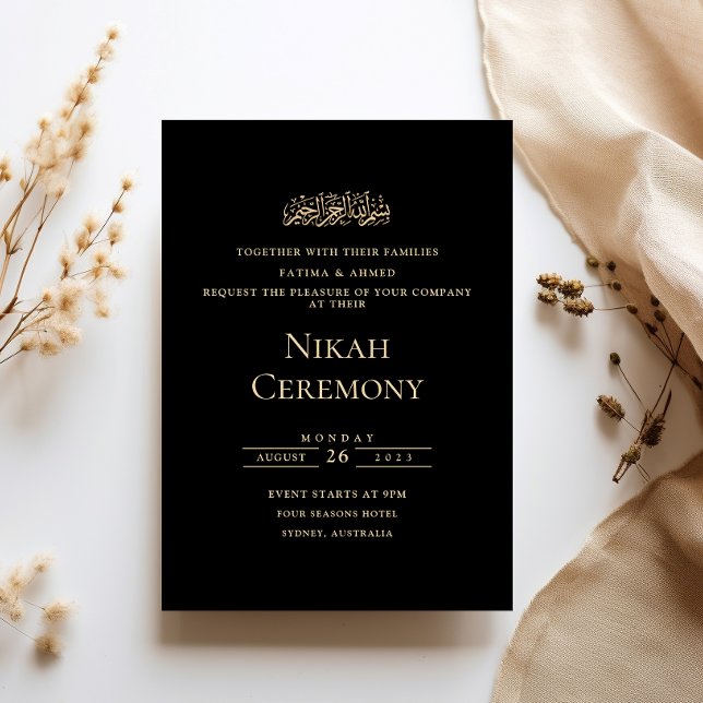 Convites Elegante Roteiro Cerimônia de Nikah Muçulmana Dour (Criador carregado)