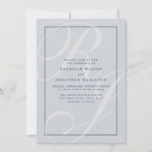Convites Elegante Roteiro de Casamento Azul Monograma