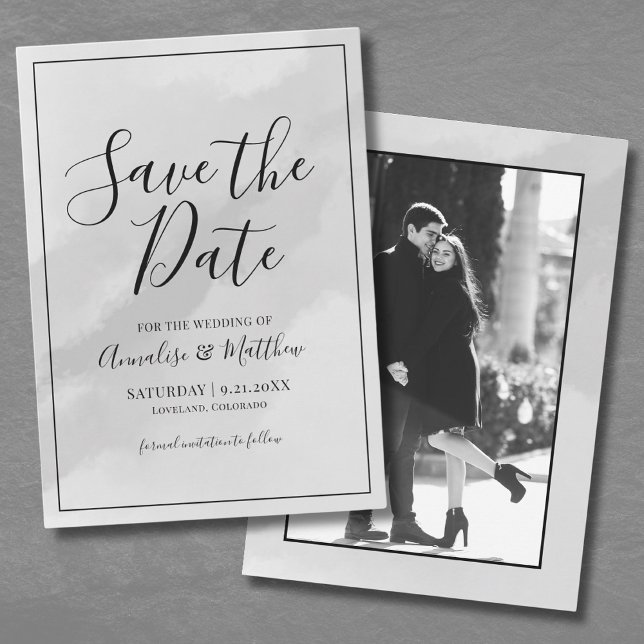 Convites Elegante Roteiro de Foto de Casamento Salvar a Dat (Elegant Script Save the Date Wedding Announcement)