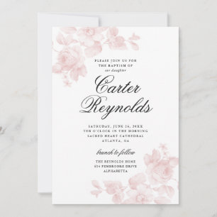 Convites Elegante Roteiro Floral Religioso Batismo