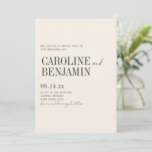 Convites Elegante Roteiro Formal Moderno de Casamento Creme