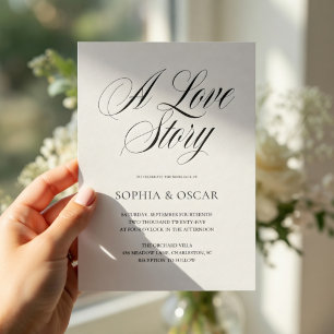 Convites Elegante Roteiro Minimalista de Casamento Caligraf