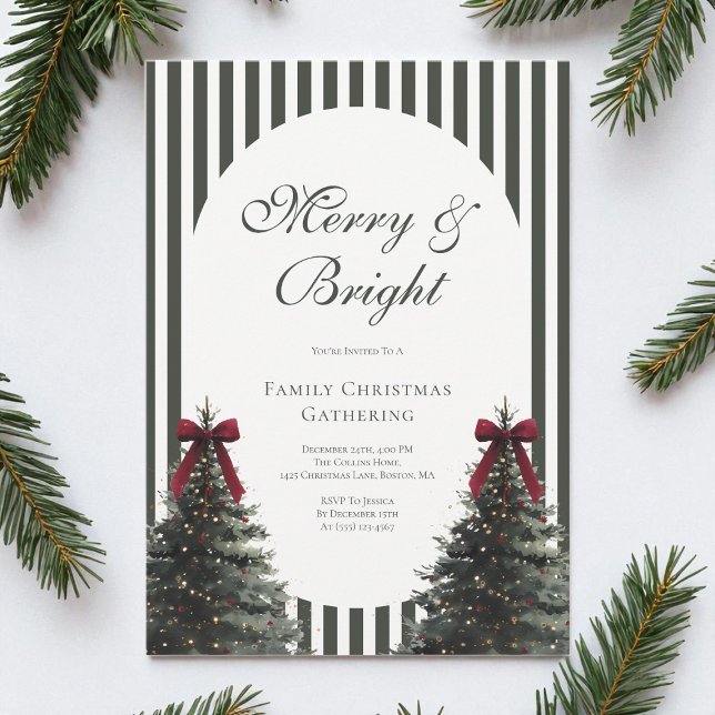 Convites Elegante Rótulo Aquarela Laço Festa de Natal (Elegant Script Watercolor Bow Christmas Party Invitation)