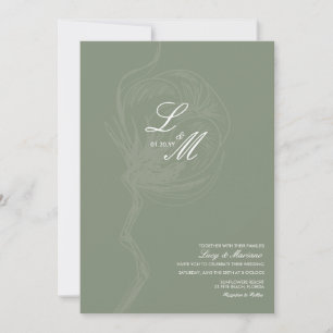 Convites Elegante Rótulo de Algodão com Flor Monogramada Ca