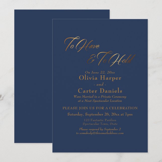 Convites Elegante Rótulo Dourado Para Ter E Conservar sobre (Frente/Verso)