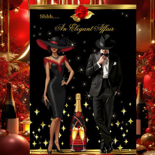 Convites Elegante Roupa Vermelha de Tuxedo Dourado de Anive