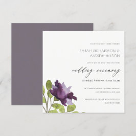 Convites ELEGANTE ROXO AZUL FLORAL CASAMENTO Aquarela