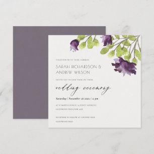 Convites ELEGANTE ROXO AZUL FLORAL DE Aquarela CASAMENTO