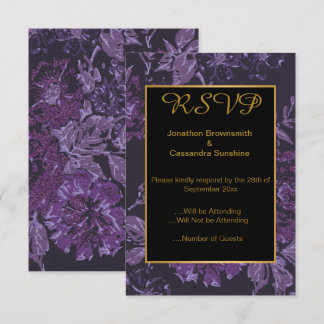 Convites ELEGANTE ROXO Dourado FLORAL VINTAGE RSVP