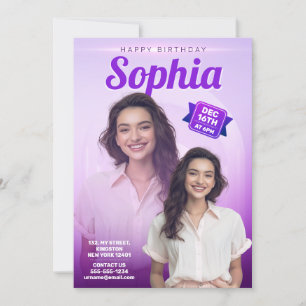 Convites Elegante Roxo Festas de aniversário Raparigas Uma 